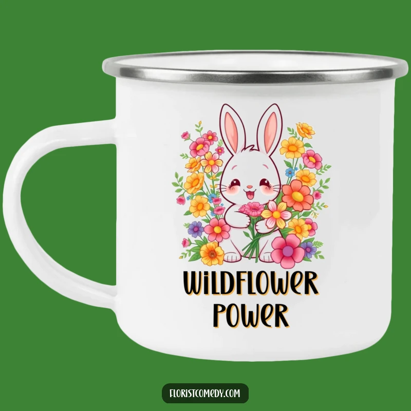 Funny Rabbit Campfire Mug: Trailside Blooms and Cheerful Sips