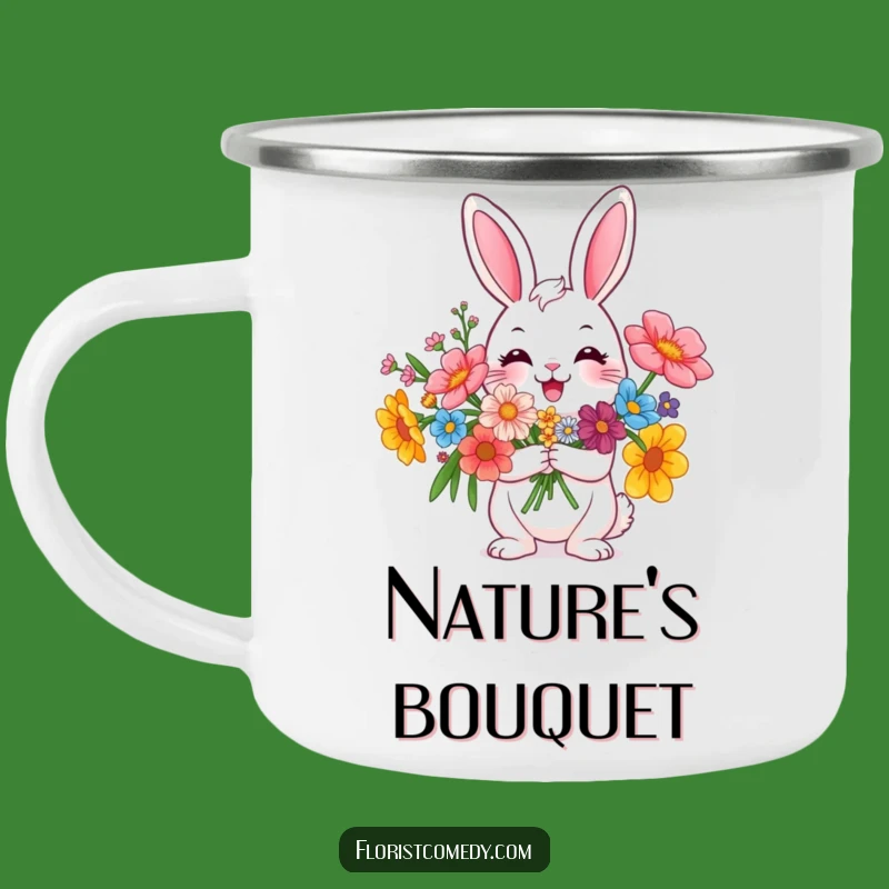 Funny Rabbit Flower Camping Mug - Explore with Cheer & Blooms
