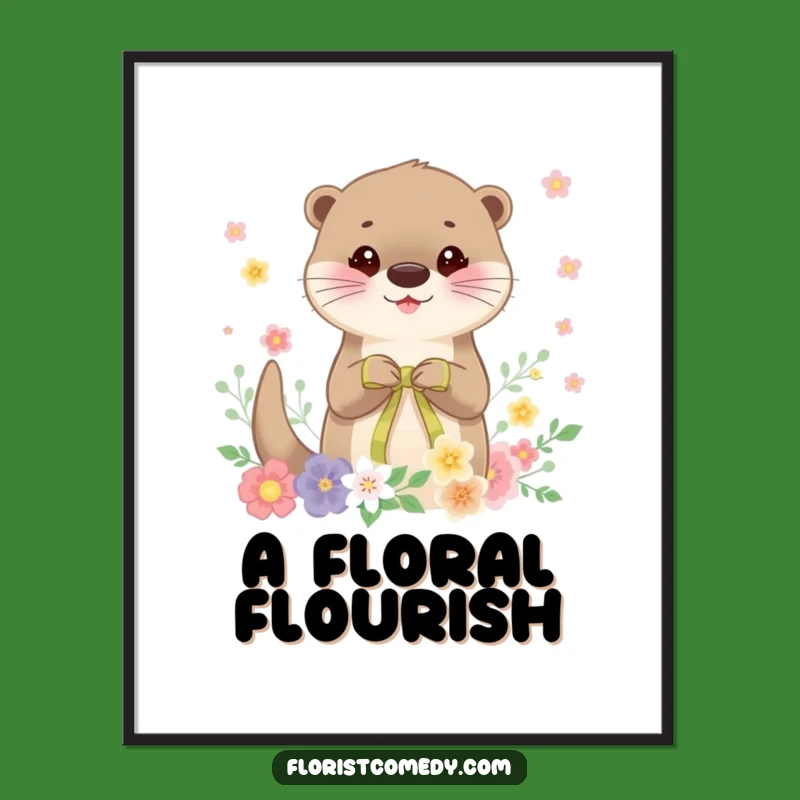 Funny Otter Digital Art: Cheerful Florist Scene - Instant Gift!
