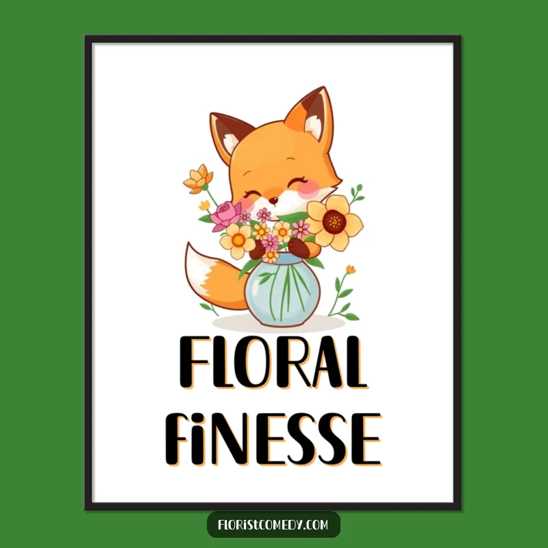 Funny Fox Flower Digital Art - Instant Artistic Charm & Style