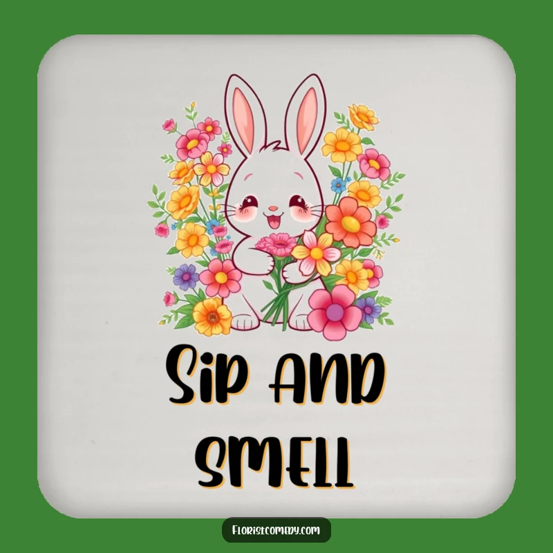 Funny Rabbit Bouquet Coaster: Protect Surfaces with Floral Smiles