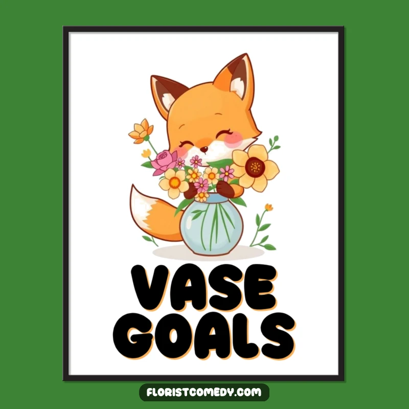 Funny Fox Flower Arranging Art Print - Whimsical & Artistic Decor
