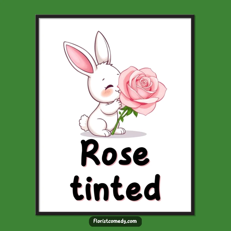 Funny Bunny Rose Art Print - Delightful & Whimsical Wall Decor