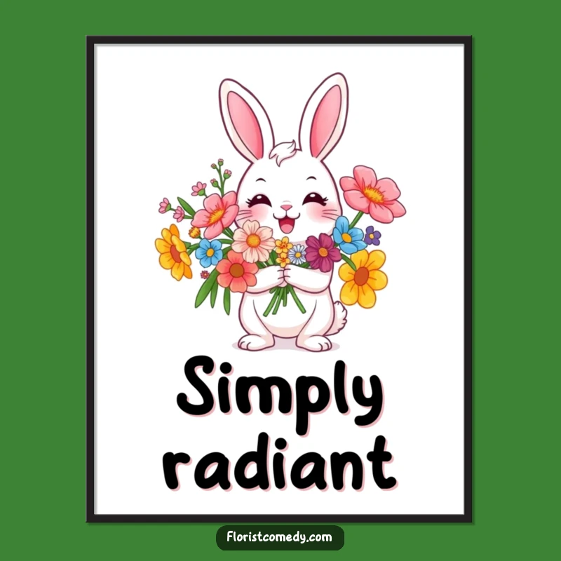 Funny Rabbit Flower Bouquet Art Print - Cheerful & Vibrant Wall Decor