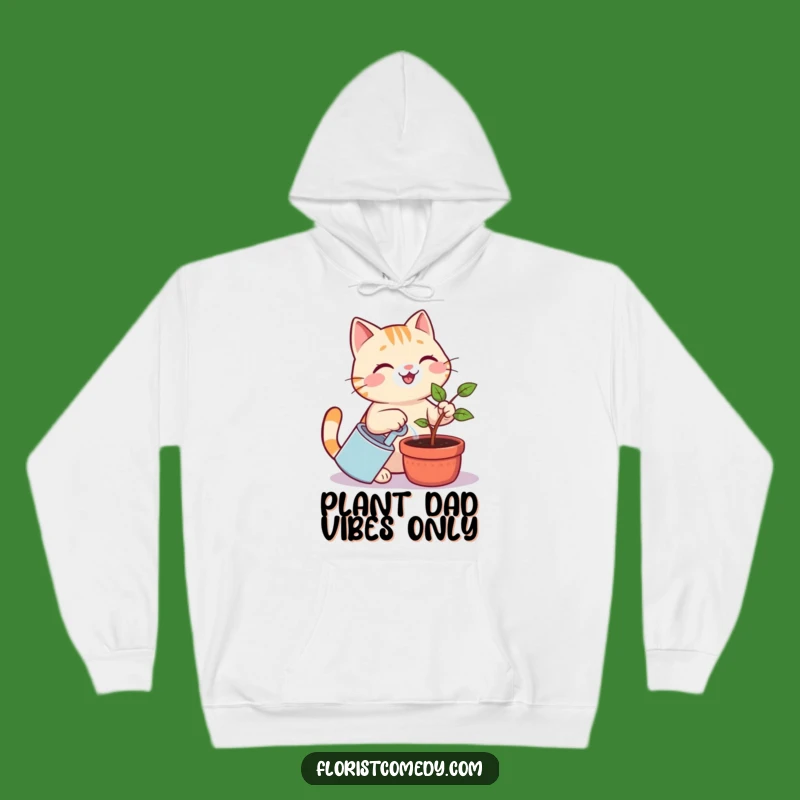 Funny Cat Gardener Hoodie: Cheerful Kitty Watering Plant Sweatshirt, Cozy Funny Gift for Plant Enthusiasts