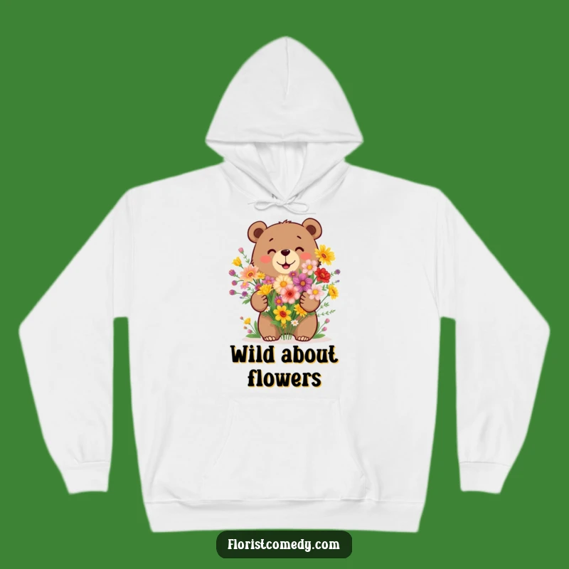 Cozy Funny Bear Wildflower Bouquet Hoodie: Warmth and Floral Charm