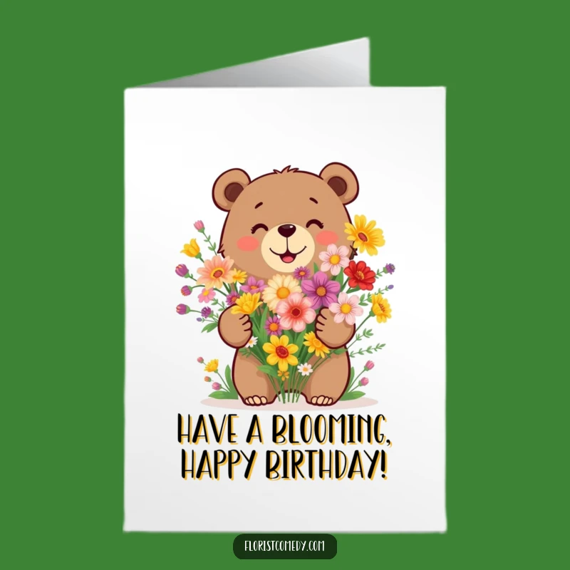 Free Printable Bear Wildflower Birthday Card - Cheerful Downloadable Gift for Joy