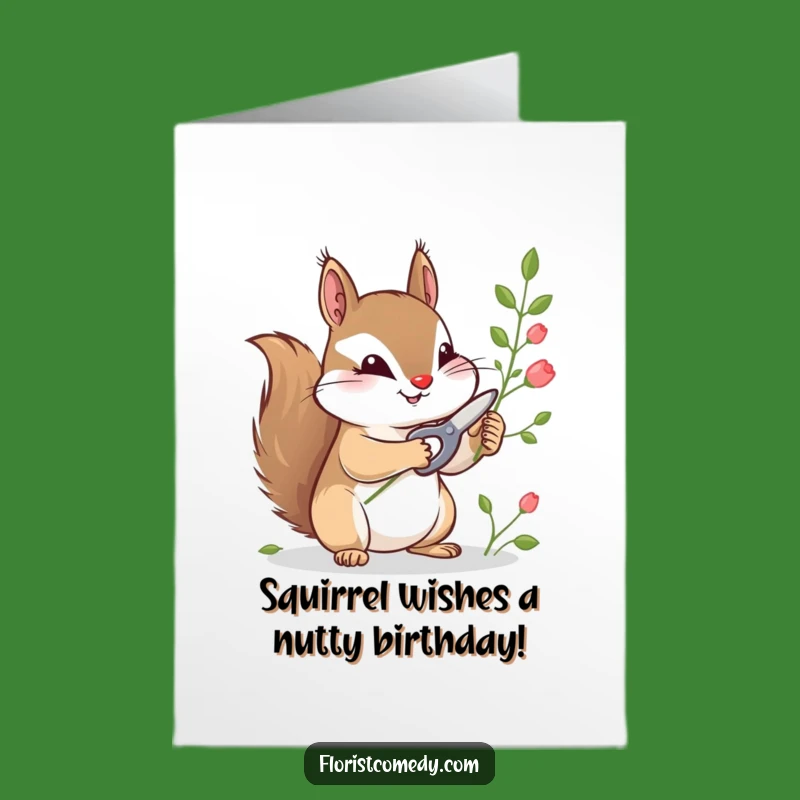Free Printable Birthday Card: Curious Squirrel Gardener