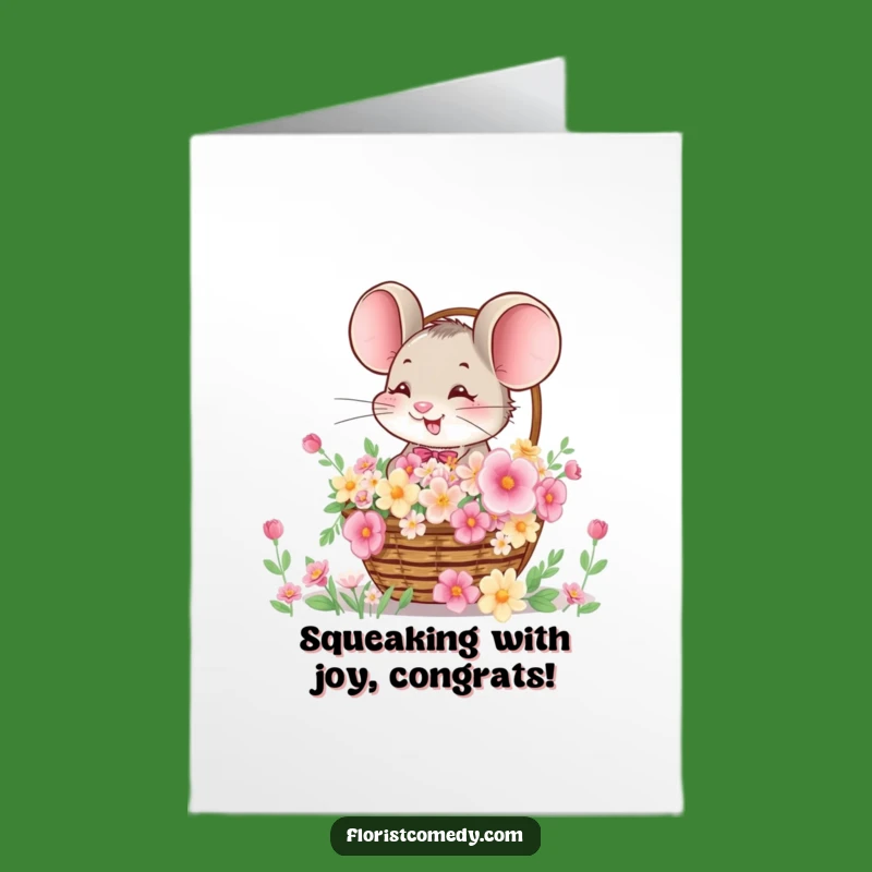 Free Printable Congratulations Card: Mouse's Blooming Basket