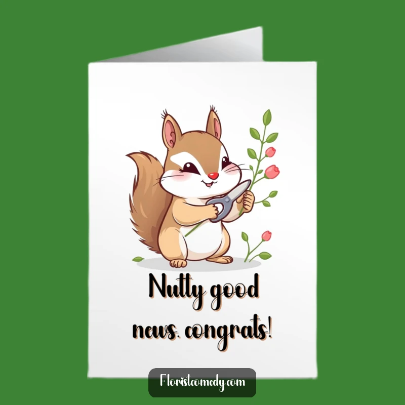 Free Printable Congratulations Card: Squirrel's Blooming Success