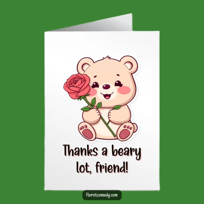 Free Printable Thank You Card: Bear and Rose