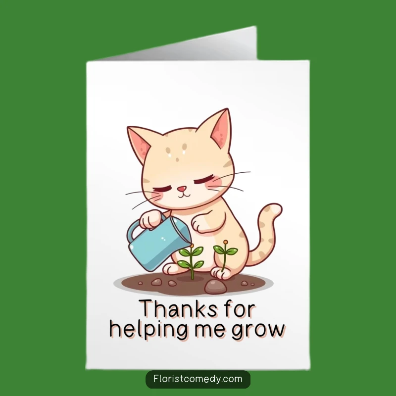 Free Printable Thank You Card: Determined Cat Plant - Funny Downloadable Gift