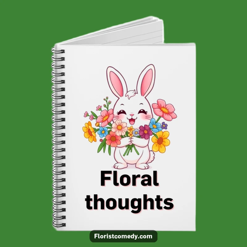 Funny Rabbit Flower Notebook - Jot Down Happy Thoughts & Ideas