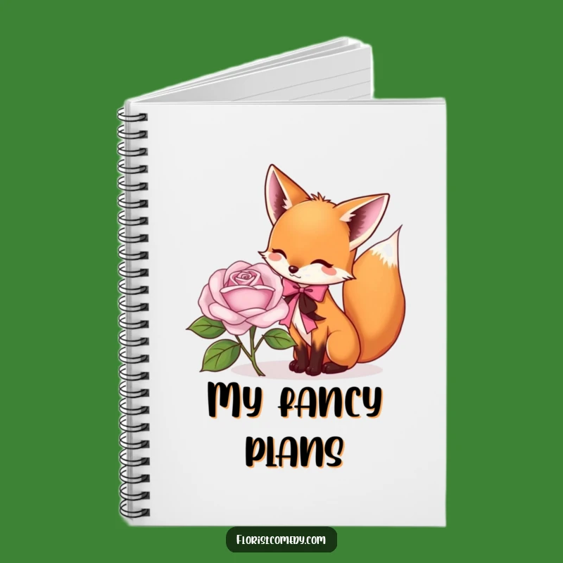 Funny Fox Florist Notebook: Playful Fox Tying Ribbon on Rose, Creative Funny Gift for Writers