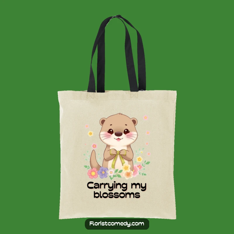 Funny Otter Tote Bag: Cheerful Floral Arrangement Holder - Stylish Gift!